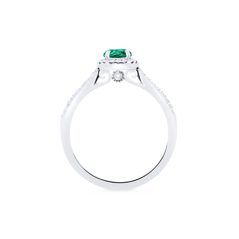 [Nova] Petite Halo Diamond Ring in Lab Emerald Women's Ring michelliafinejewelry   