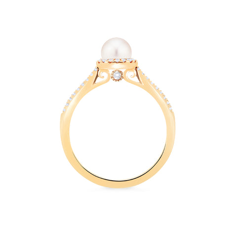[Nova] Petite Halo Diamond Ring in Akoya Pearl Women's Ring michelliafinejewelry   