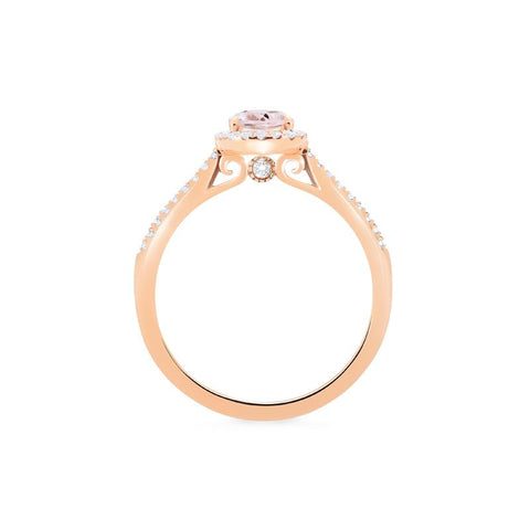 [Lenora] Petite Oval Halo Diamond Ring in Morganite Women's Ring michelliafinejewelry   
