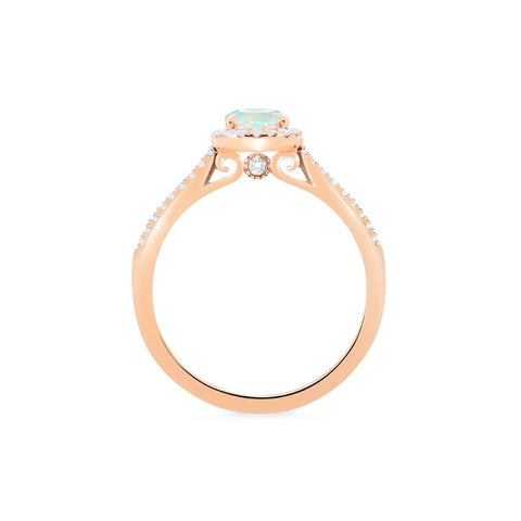 [Lenora] Petite Oval Halo Diamond Ring in Opal Women's Ring michelliafinejewelry   