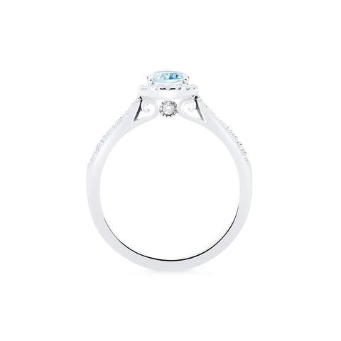 [Lenora] Petite Oval Halo Diamond Ring in Aquamarine Women's Ring michelliafinejewelry   