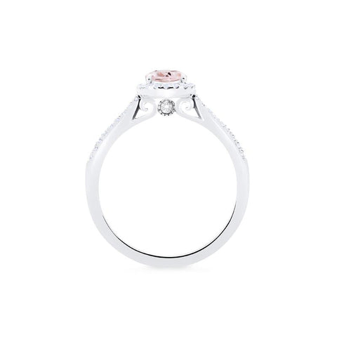 [Lenora] Petite Oval Halo Diamond Ring in Morganite Women's Ring michelliafinejewelry   