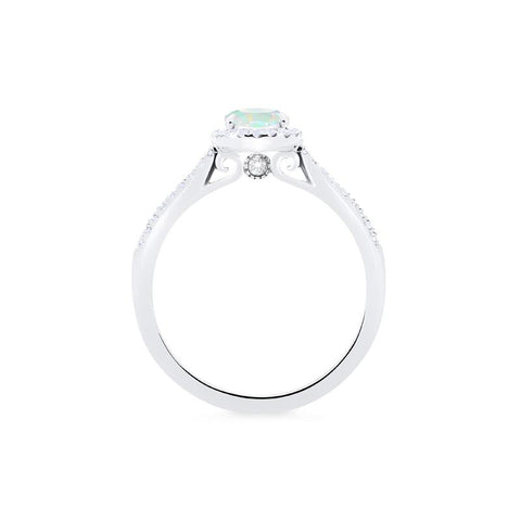 [Lenora] Petite Oval Halo Diamond Ring in Opal Women's Ring michelliafinejewelry   