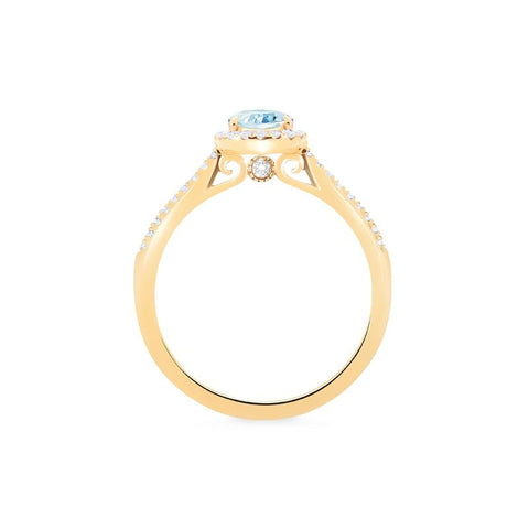 [Lenora] Petite Oval Halo Diamond Ring in Aquamarine Women's Ring michelliafinejewelry   
