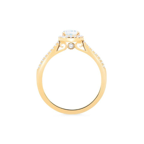 [Lenora] Petite Oval Halo Diamond Ring in Moonstone Women's Ring michelliafinejewelry   