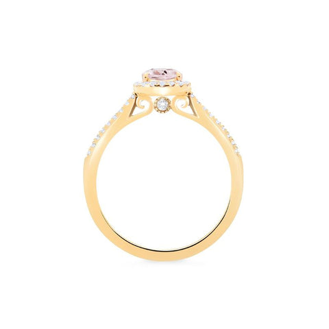 [Lenora] Petite Oval Halo Diamond Ring in Morganite Women's Ring michelliafinejewelry   