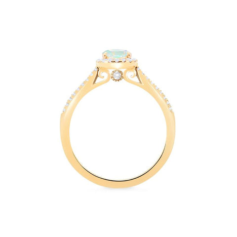 [Lenora] Petite Oval Halo Diamond Ring in Opal Women's Ring michelliafinejewelry   