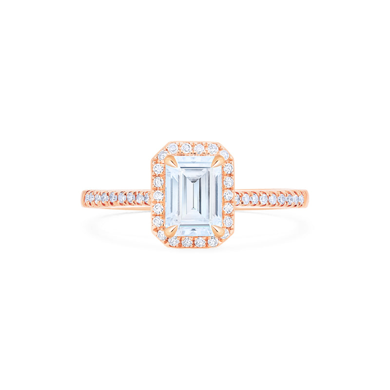 [Kimberly] Halo Diamond Emerald Cut Ring in Moissanite / Diamond Women's Ring michelliafinejewelry   