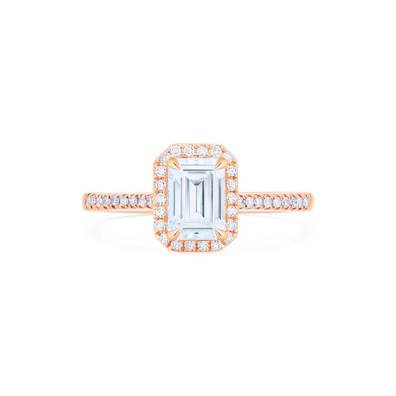 [Kimberly] Ready-to-Ship Halo Diamond Emerald Cut Ring in Moissanite Women's Ring michelliafinejewelry   