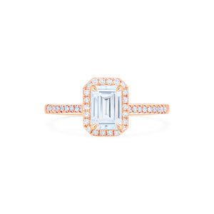 [Kimberly] Halo Diamond Emerald Cut Ring in Moissanite / Diamond Women's Ring michelliafinejewelry   
