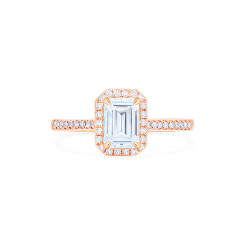 [Kimberly] Halo Diamond Emerald Cut Engagement Ring in Diamond / Moissanite Women's Ring michelliafinejewelry   
