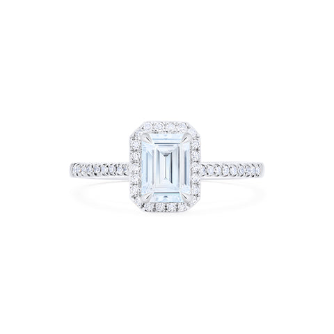 [Kimberly] Halo Diamond Emerald Cut Engagement Ring in Diamond / Moissanite Women's Ring michelliafinejewelry   
