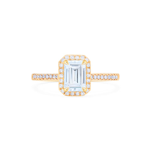 [Kimberly] Halo Diamond Emerald Cut Engagement Ring in Diamond / Moissanite Women's Ring michelliafinejewelry   