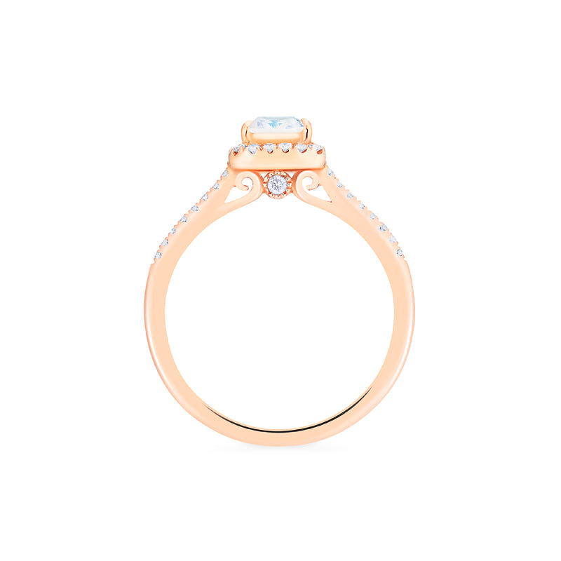 Kimberly | Halo Diamond Emerald Cut Ring in Moissanite – Michellia Fine ...