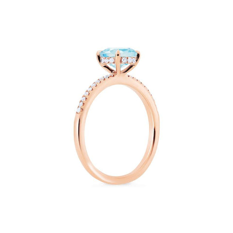 [Elaine] Modern Classic Oval Solitaire Ring in Aquamarine Women's Ring michelliafinejewelry   