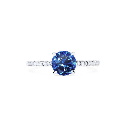 [Celia] Modern Classic Solitaire Ring in Lab Blue Sapphire Women's Ring michelliafinejewelry   