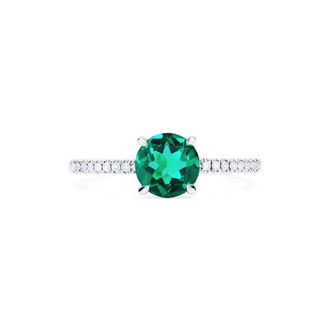 [Celia] Modern Classic Solitaire Ring in Lab Emerald Women's Ring michelliafinejewelry   