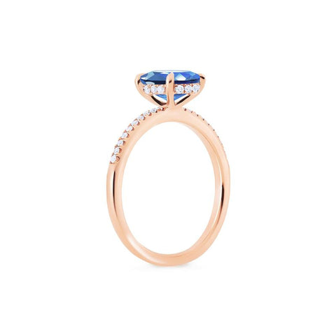 [Elaine] Modern Classic Oval Solitaire Ring in Lab Blue Sapphire Women's Ring michelliafinejewelry   
