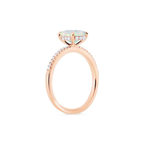 [Elaine] Modern Classic Oval Solitaire Ring in Natural Australian Opal Women's Ring michelliafinejewelry   