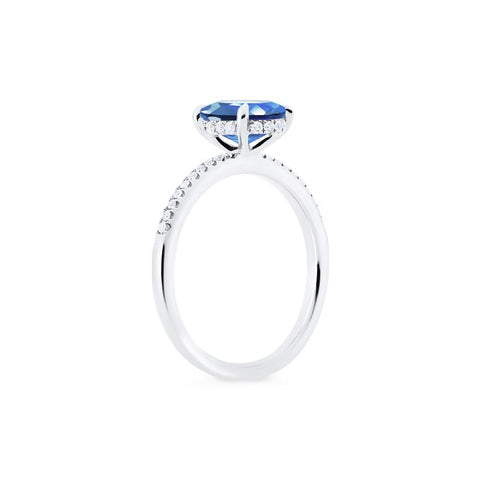 [Elaine] Modern Classic Oval Solitaire Ring in Lab Blue Sapphire Women's Ring michelliafinejewelry   