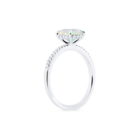 [Elaine] Modern Classic Oval Solitaire Ring in Natural Australian Opal Women's Ring michelliafinejewelry   