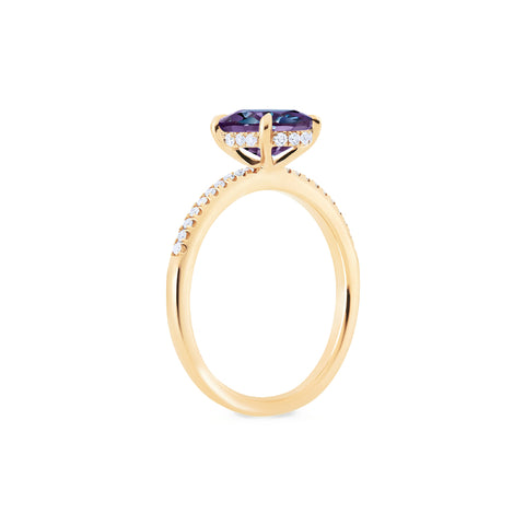 [Elaine] Modern Classic Oval Solitaire Ring in Lab Alexandrite Women's Ring michelliafinejewelry   