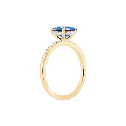 [Elaine] Modern Classic Oval Solitaire Ring in Lab Blue Sapphire Women's Ring michelliafinejewelry   