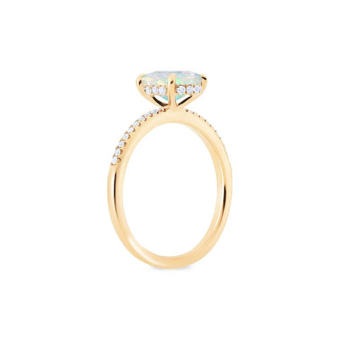 [Elaine] Modern Classic Oval Solitaire Ring in Natural Australian Opal Women's Ring michelliafinejewelry   