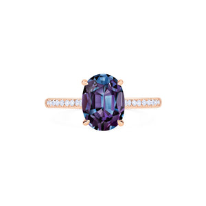 [Elaine] Modern Classic Oval Solitaire Ring in Lab Alexandrite Women's Ring michelliafinejewelry   