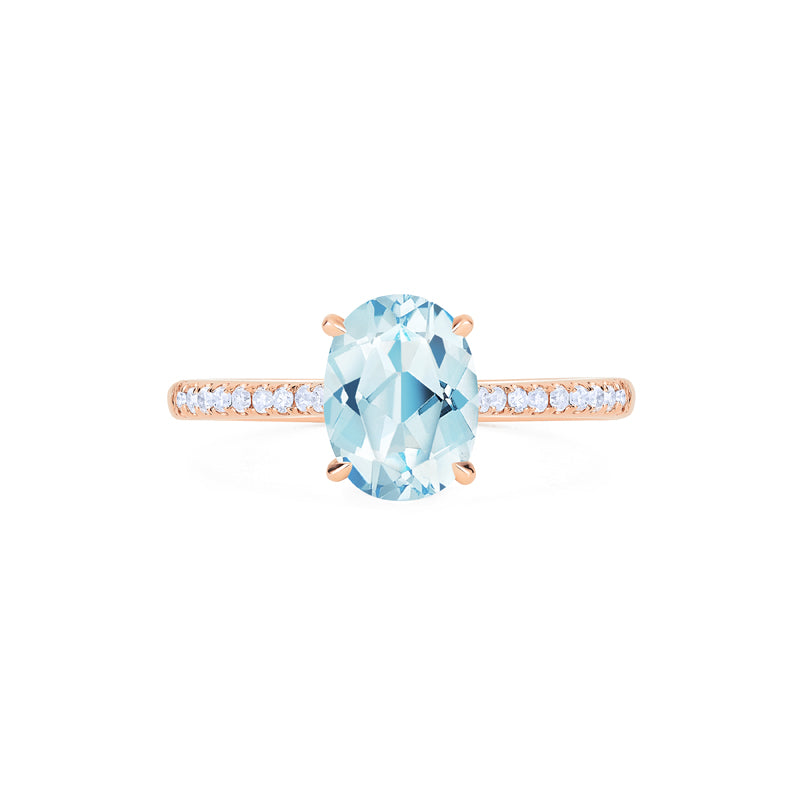 [Elaine] Modern Classic Oval Solitaire Ring in Aquamarine Women's Ring michelliafinejewelry   