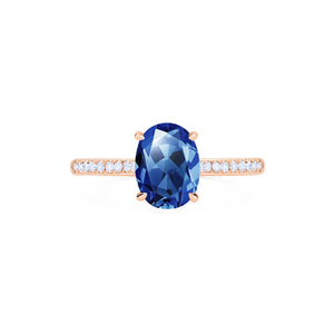 [Elaine] Modern Classic Oval Solitaire Ring in Lab Blue Sapphire Women's Ring michelliafinejewelry   