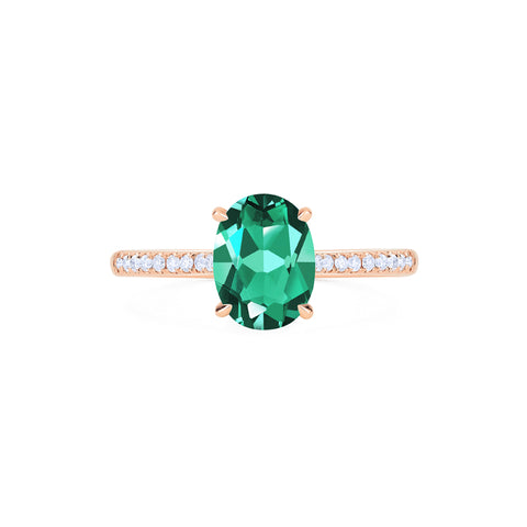 [Elaine] Modern Classic Oval Solitaire Ring in Lab Emerald Women's Ring michelliafinejewelry   