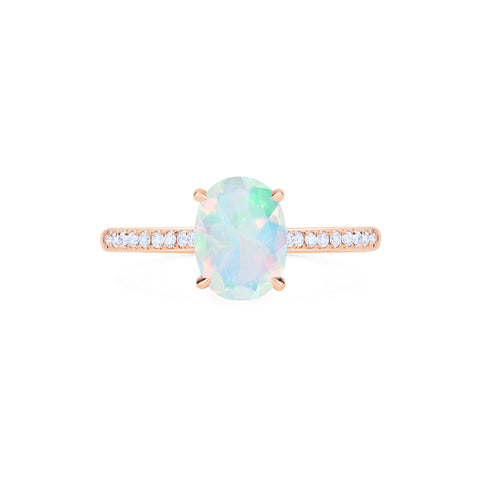 [Elaine] Modern Classic Oval Solitaire Ring in Natural Australian Opal Women's Ring michelliafinejewelry   