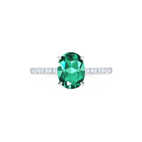 [Elaine] Modern Classic Oval Solitaire Ring in Lab Emerald Women's Ring michelliafinejewelry   