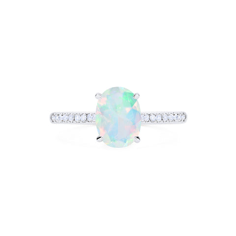 [Elaine] Modern Classic Oval Solitaire Ring in Natural Australian Opal Women's Ring michelliafinejewelry   