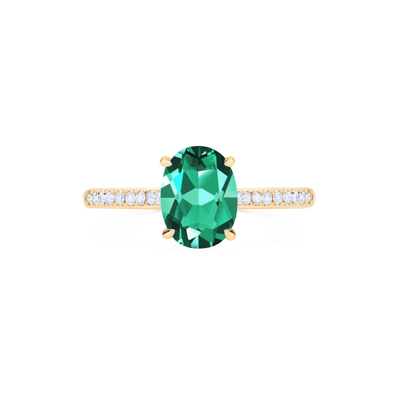 [Elaine] Modern Classic Oval Solitaire Ring in Lab Emerald Women's Ring michelliafinejewelry   
