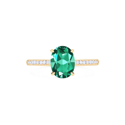 [Elaine] Modern Classic Oval Solitaire Ring in Lab Emerald Women's Ring michelliafinejewelry   