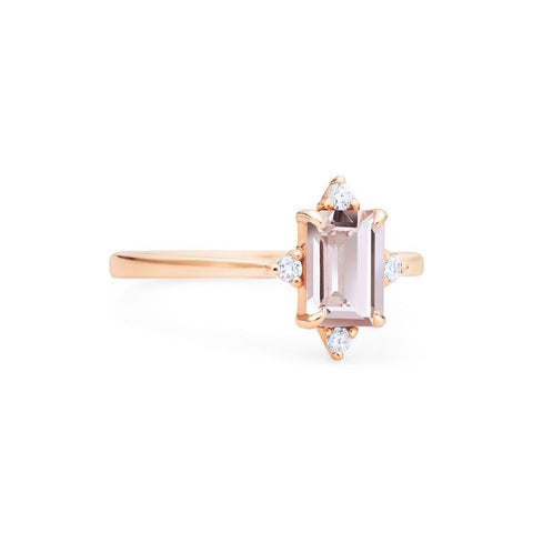 [Justine] Mid Century Emerald Cut Ring in Morganite Women's Ring michelliafinejewelry   