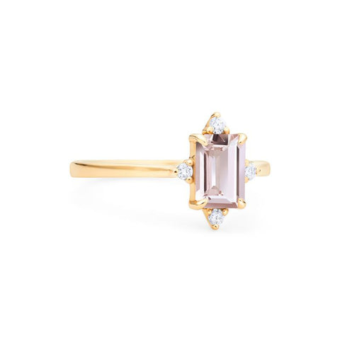 [Justine] Mid Century Emerald Cut Ring in Morganite Women's Ring michelliafinejewelry   
