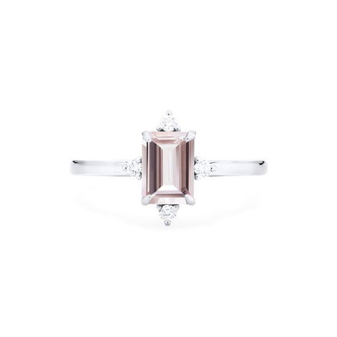 [Justine] Mid Century Emerald Cut Ring in Morganite Women's Ring michelliafinejewelry   