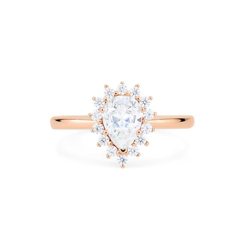 [Camellia] Vintage Bloom Halo Pear Engagement Ring in Diamond / Moissanite Women's Ring michelliafinejewelry   