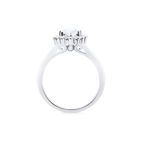 [Camellia] Vintage Bloom Halo Pear Engagement Ring in Diamond / Moissanite Women's Ring michelliafinejewelry   