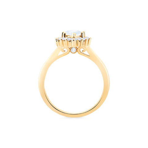 [Camellia] Vintage Bloom Halo Pear Engagement Ring in Diamond / Moissanite Women's Ring michelliafinejewelry   