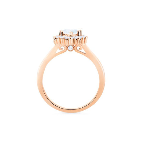 [Camellia] Vintage Bloom Halo Pear Engagement Ring in Diamond / Moissanite Women's Ring michelliafinejewelry   
