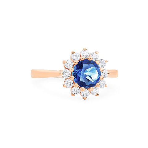 [Rosalie] Vintage Bloom Ring in Lab Blue Sapphire Women's Ring michelliafinejewelry   