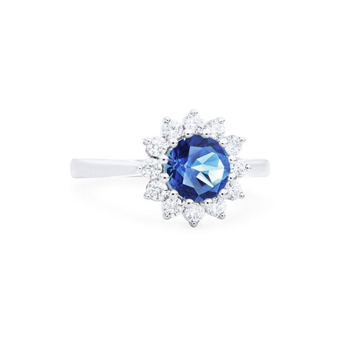 [Rosalie] Vintage Bloom Ring in Lab Blue Sapphire Women's Ring michelliafinejewelry   