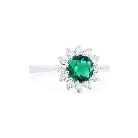 [Rosalie] Vintage Bloom Ring in Lab Emerald Women's Ring michelliafinejewelry   