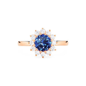[Rosalie] Vintage Bloom Ring in Lab Blue Sapphire Women's Ring michelliafinejewelry   