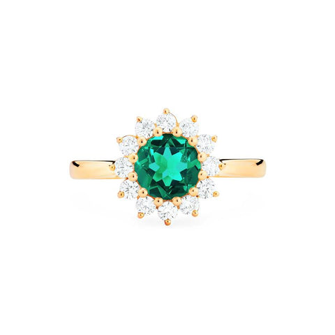 [Rosalie] Vintage Bloom Ring in Lab Emerald Women's Ring michelliafinejewelry   