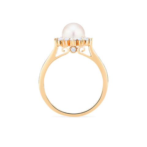 [Rosalie] Vintage Bloom Ring in Akoya Pearl Women's Ring michelliafinejewelry